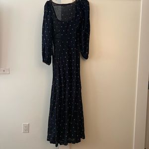 Doen long sleeve navy maxi dress, small